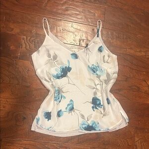 White House Black Market Blue and White Floral Camisole